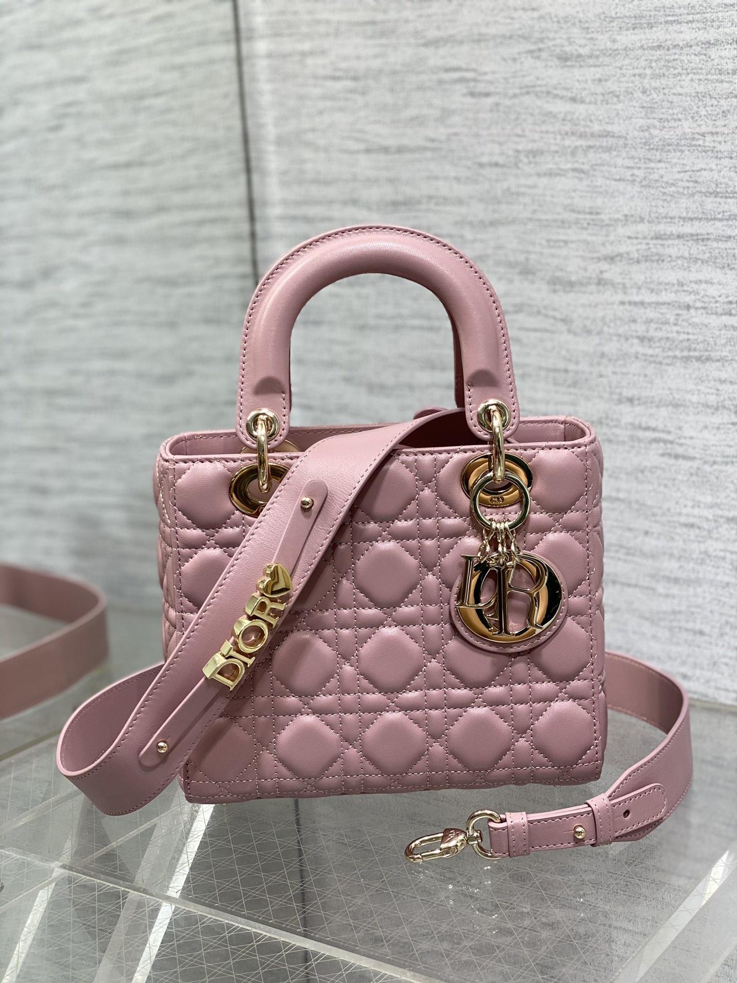 Small Lady Dior My ABCDior Bag Pink Cannage Lambskin